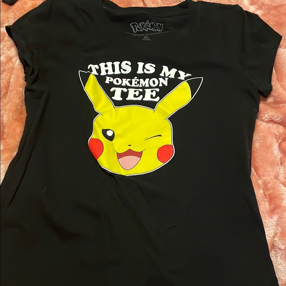 Pokemon Black Tee with Yellow Pikachu Design